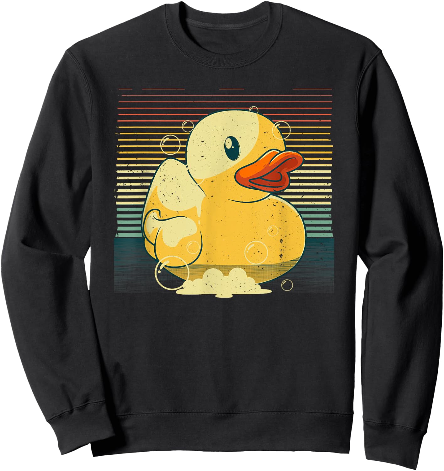 Vintage Rubber Duck Art For Kid Men Women Rubber Ducky Lover Sweatshirt - Sweatshirt | Black