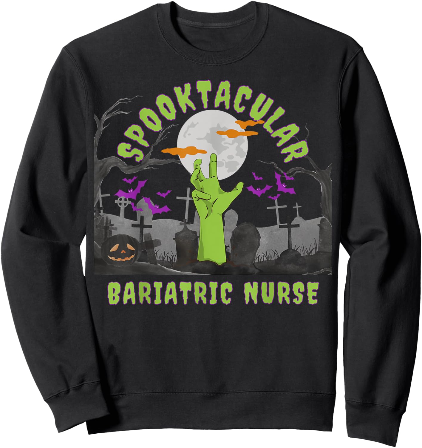 Spooktacular Nurses Love Halloween Fall Nurse Professional Sweatshirt - Sweatshirt | Black