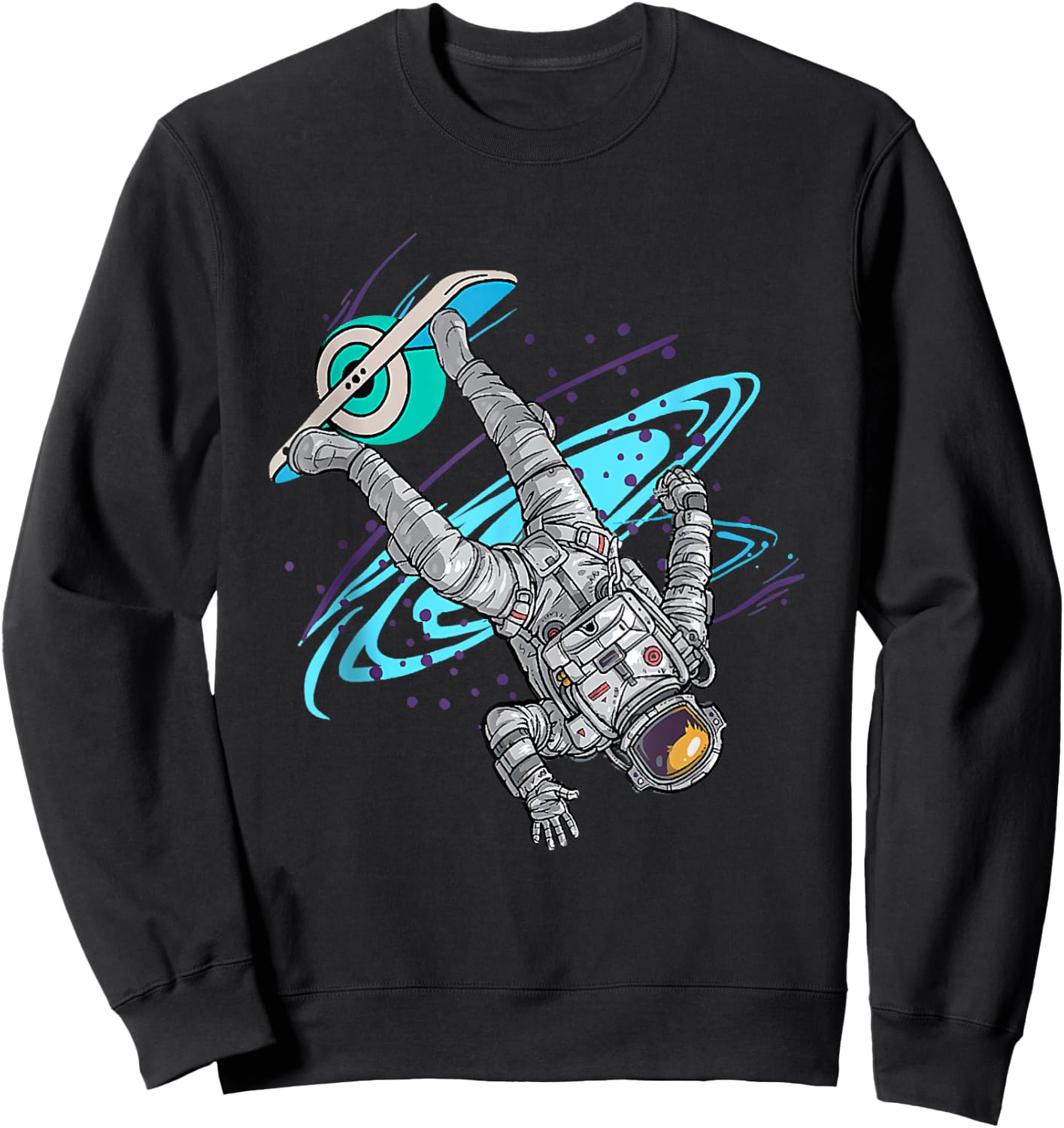 one Wheel Funny Astronaut Onewheel Float Life Skateboard Sweatshirt - Sweatshirt | Black
