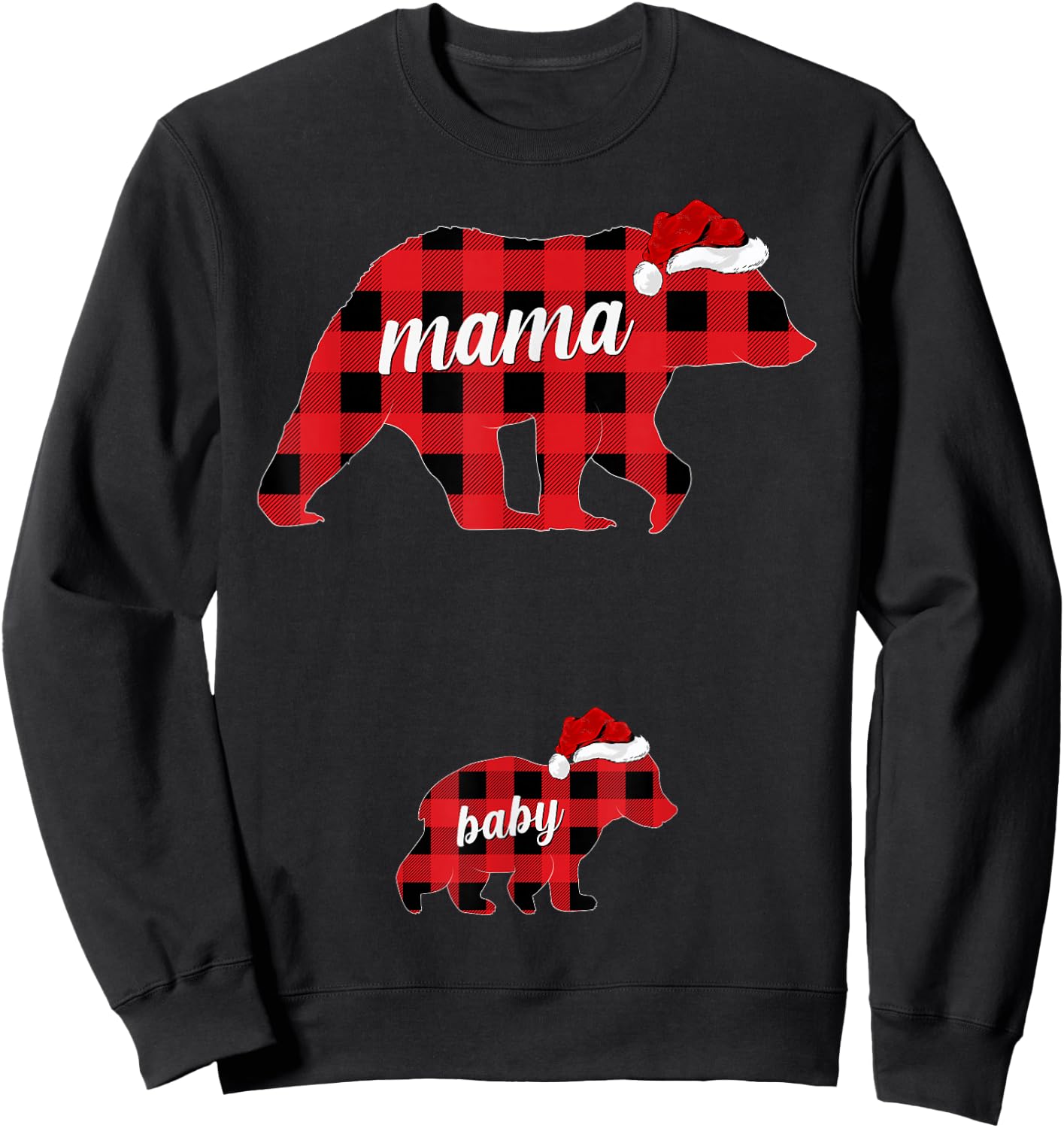 Pregnant Women Mama Bear Pregnancy Christmas Pajamas Sweatshirt - Sweatshirt | Black