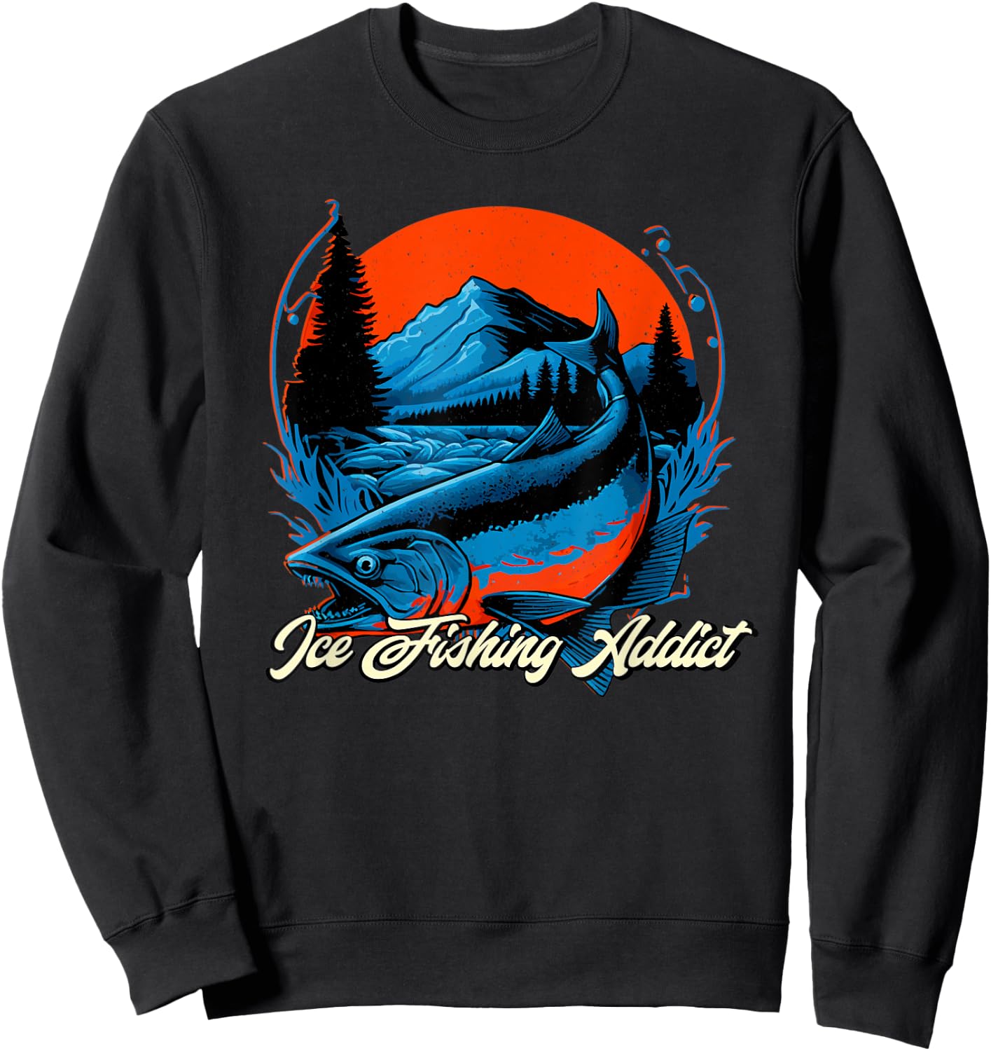 Ice Fishing Funny Fisherman Fisher Sweatshirt - Sweatshirt | Black