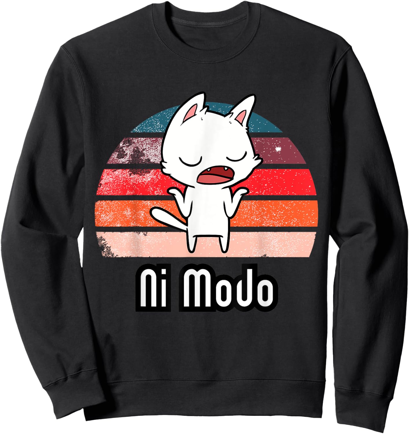 Ni Modo Shrugging Cat Sweatshirt - Sweatshirt | Black