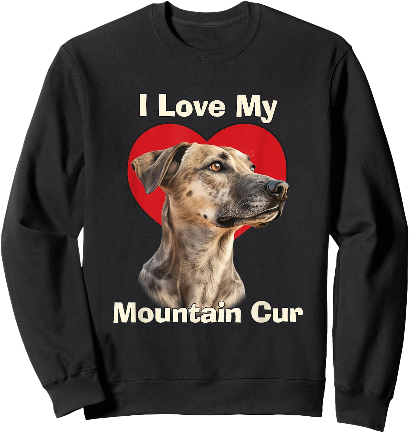 I Love My Mountain Cur Puppy Dog Women Kids Sweatshirt - Sweatshirt | Black