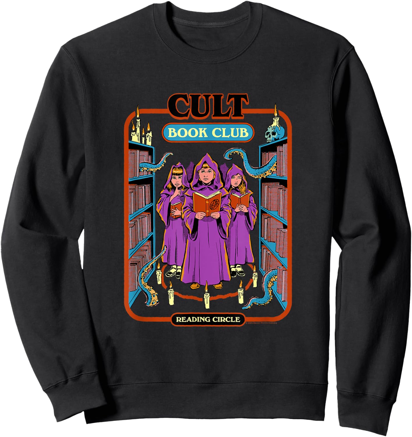 Steven Rhodes Cult Book Club Reading Circle Retro Dark Humor Sweatshirt - Sweatshirt | Black