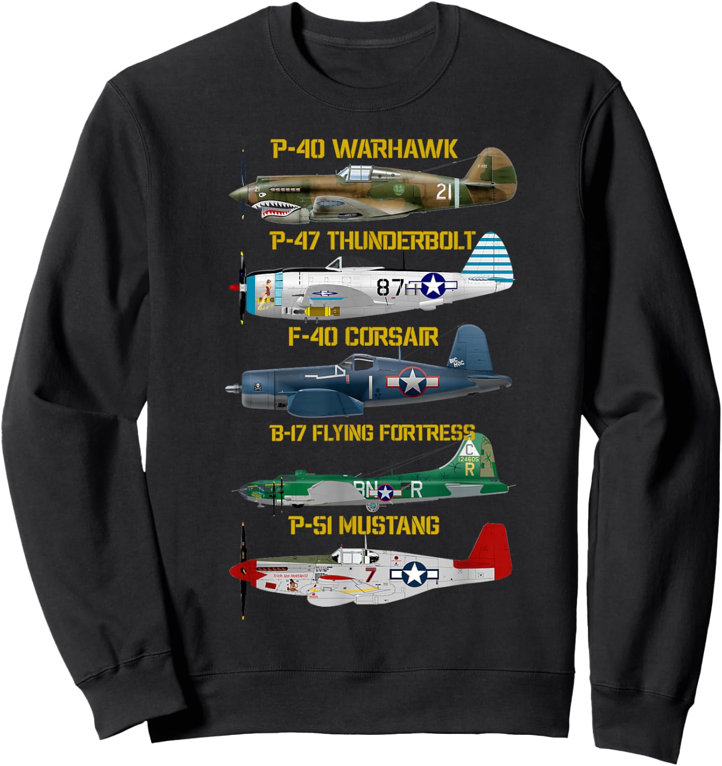 WW2 Planes Warbirds Warplanes Sweatshirt - Sweatshirt | Black