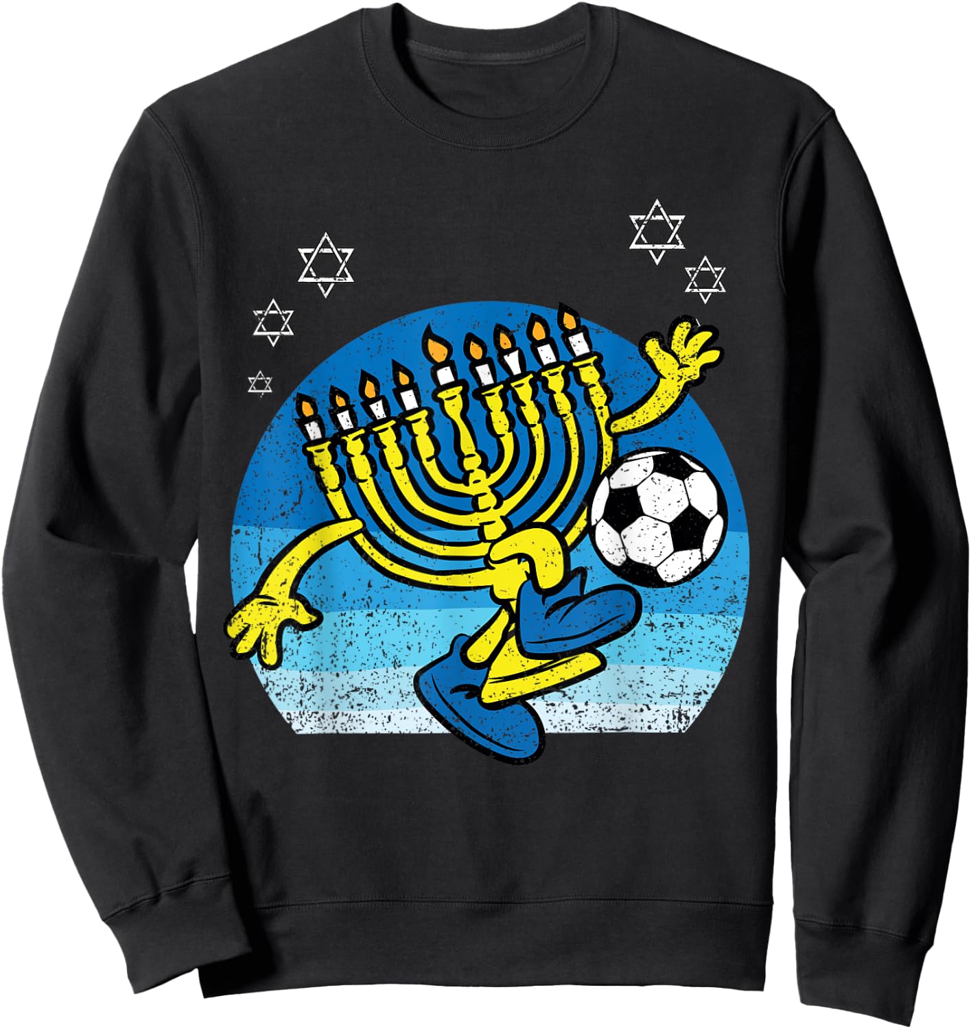 Menorah Soccer Player Hanukkah Chanukah Jewish Holiday Sweatshirt - Sweatshirt | Black
