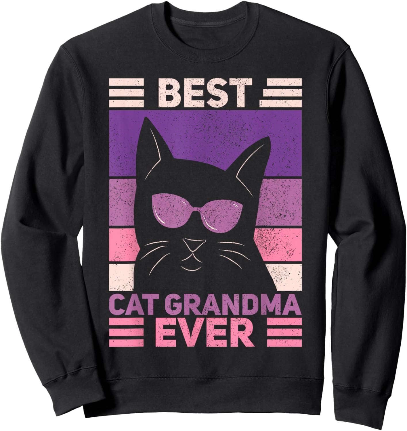Best Cat Grandma Ever Women Cat Lover Funny Black Cat Themed Sweatshirt - Sweatshirt | Black