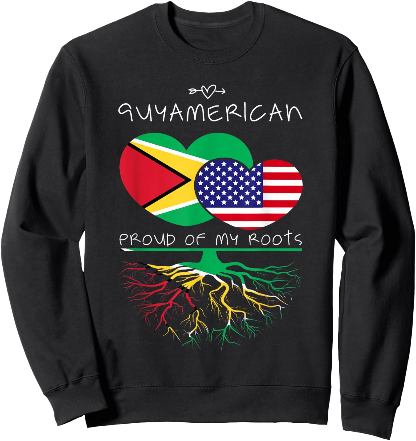 Guyana USA Proud of Both Countries Guyamerican Sweatshirt - Sweatshirt | Black