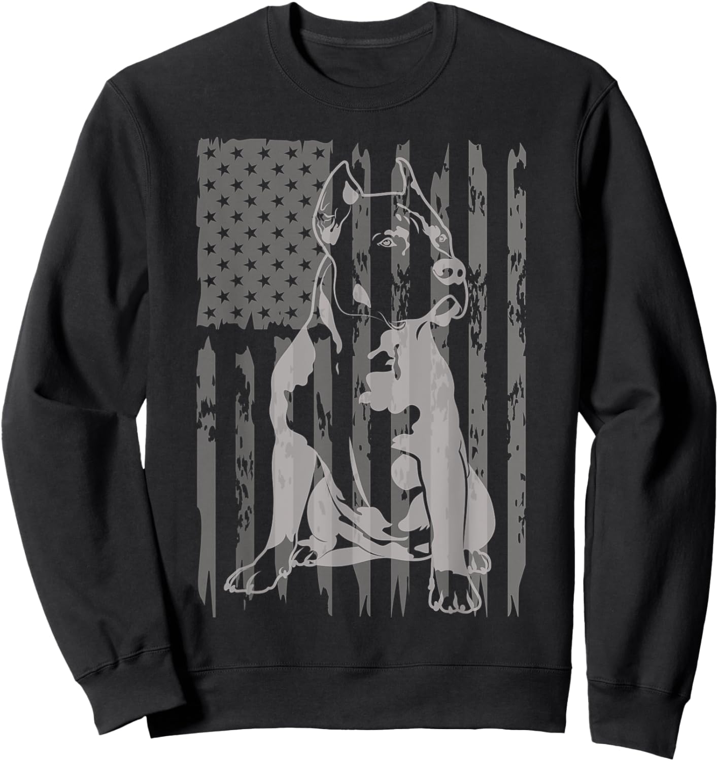 Pitbull Lover American Flag Patriotic Dad Mom Vintage Funny Sweatshirt - Sweatshirt | Black