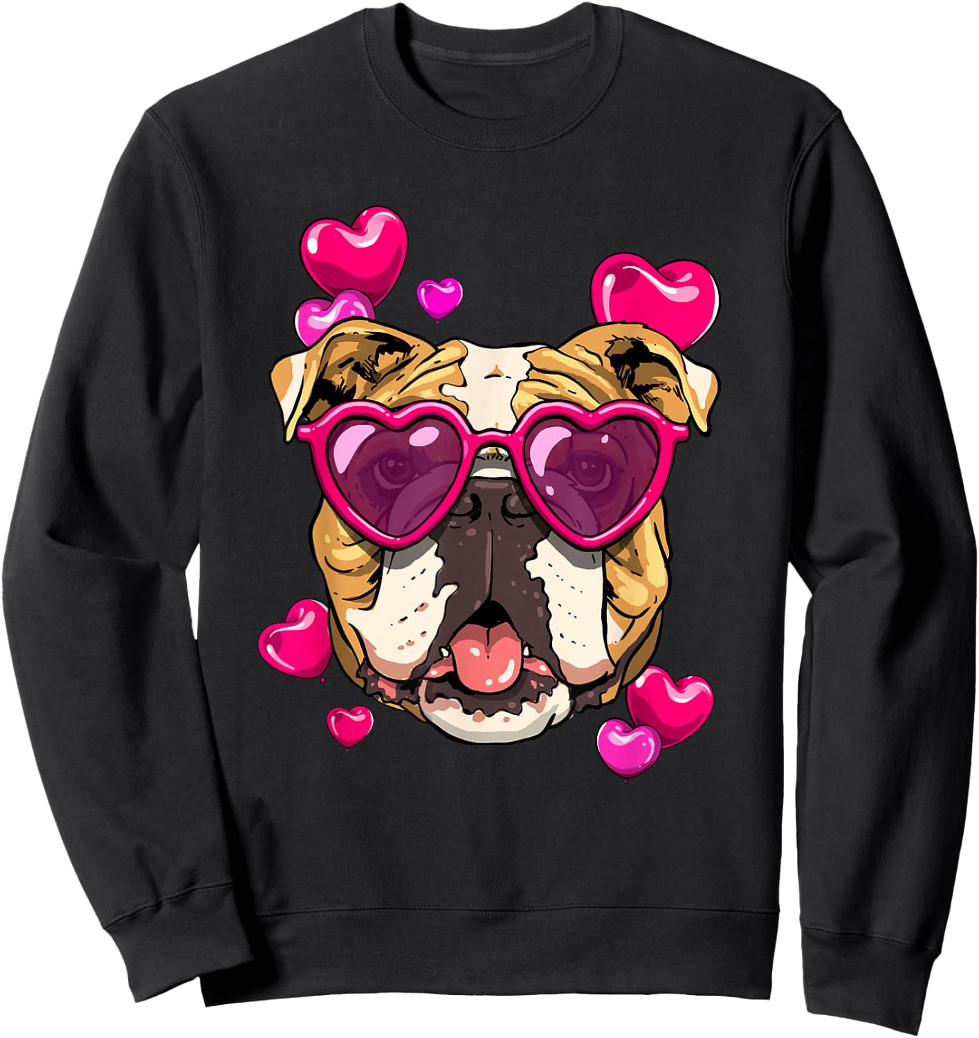 Valentines Day American Bulldog Heart Couples Dog Lover Sweatshirt - Sweatshirt | Black