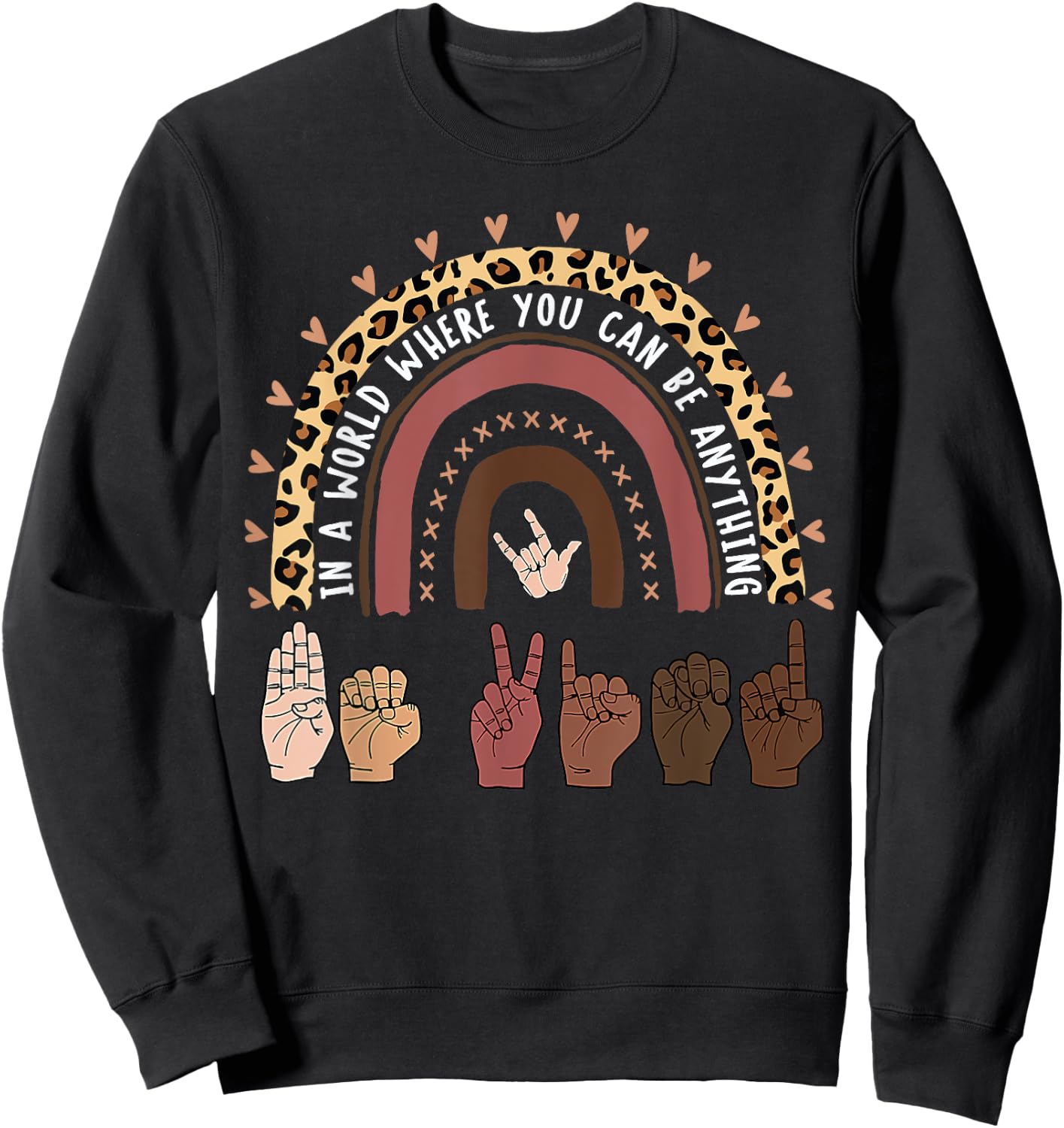 Be Kind Hand-Talking Teacher Artist ASL Sweatshirt - Sweatshirt | Black