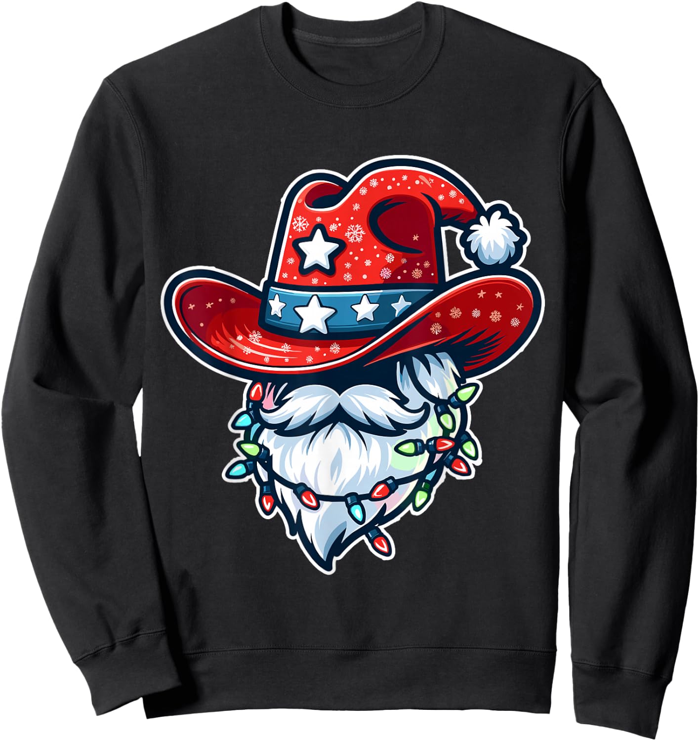 Cowboy Santa Hat Xmas Reindeer Rodeo Christmas In Texas Sweatshirt - Sweatshirt | Black