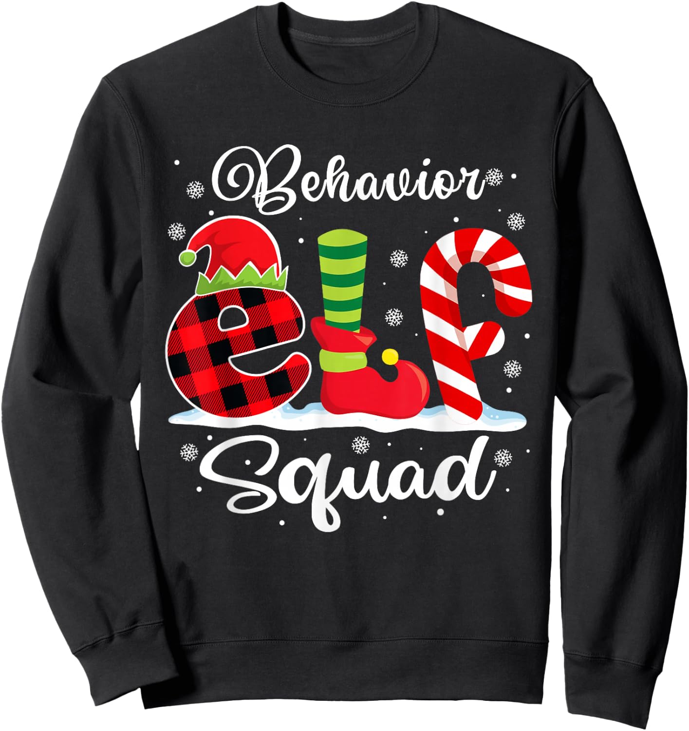 Behavior Elf Squad Christmas Behavior Tech Matching Sweatshirt - Sweatshirt | Black