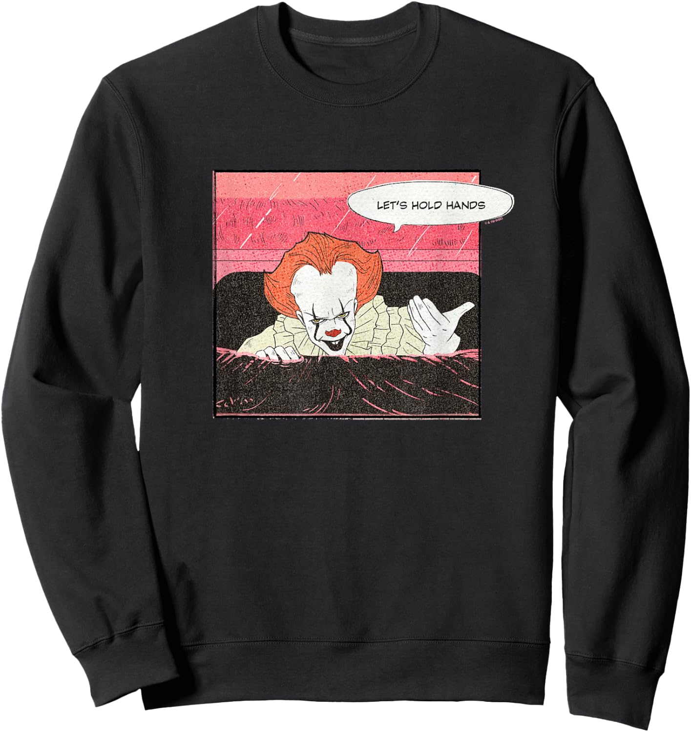 It Valentine's Day Let's Hold Hands Pennywise Retro Drawing Sweatshirt - Sweatshirt | Black