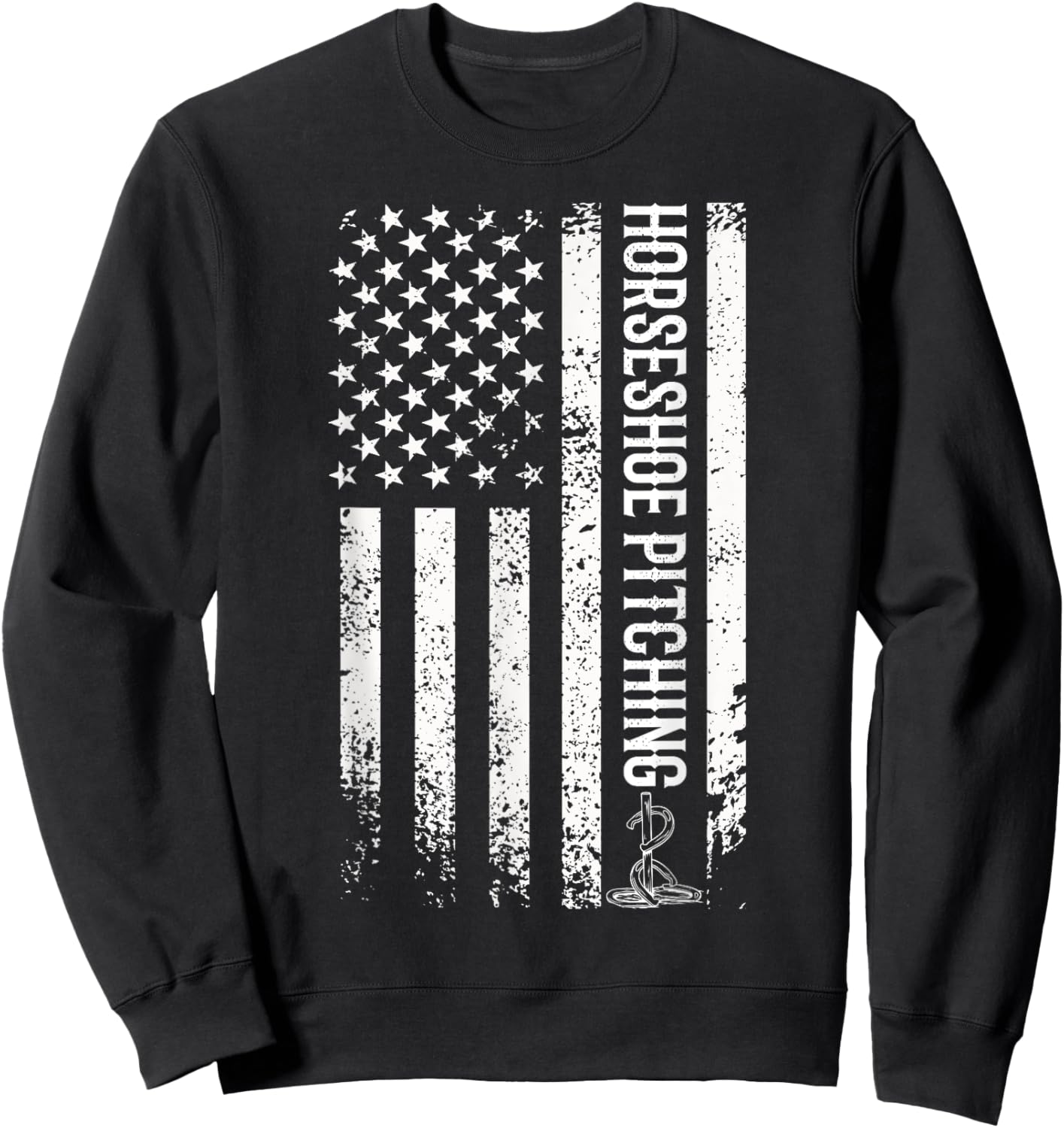 Horseshoe pitching usa flag horseshoe throwing patriotic Sweatshirt - Sweatshirt | Black