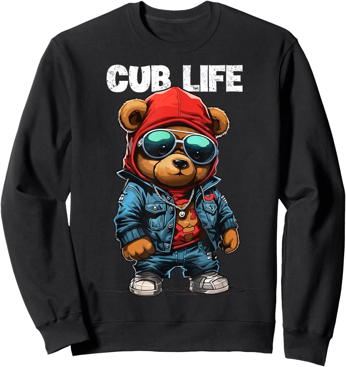 Cub Bear Life Funny Teddy Bear Stuff Women Thug Sweatshirt - Sweatshirt | Black