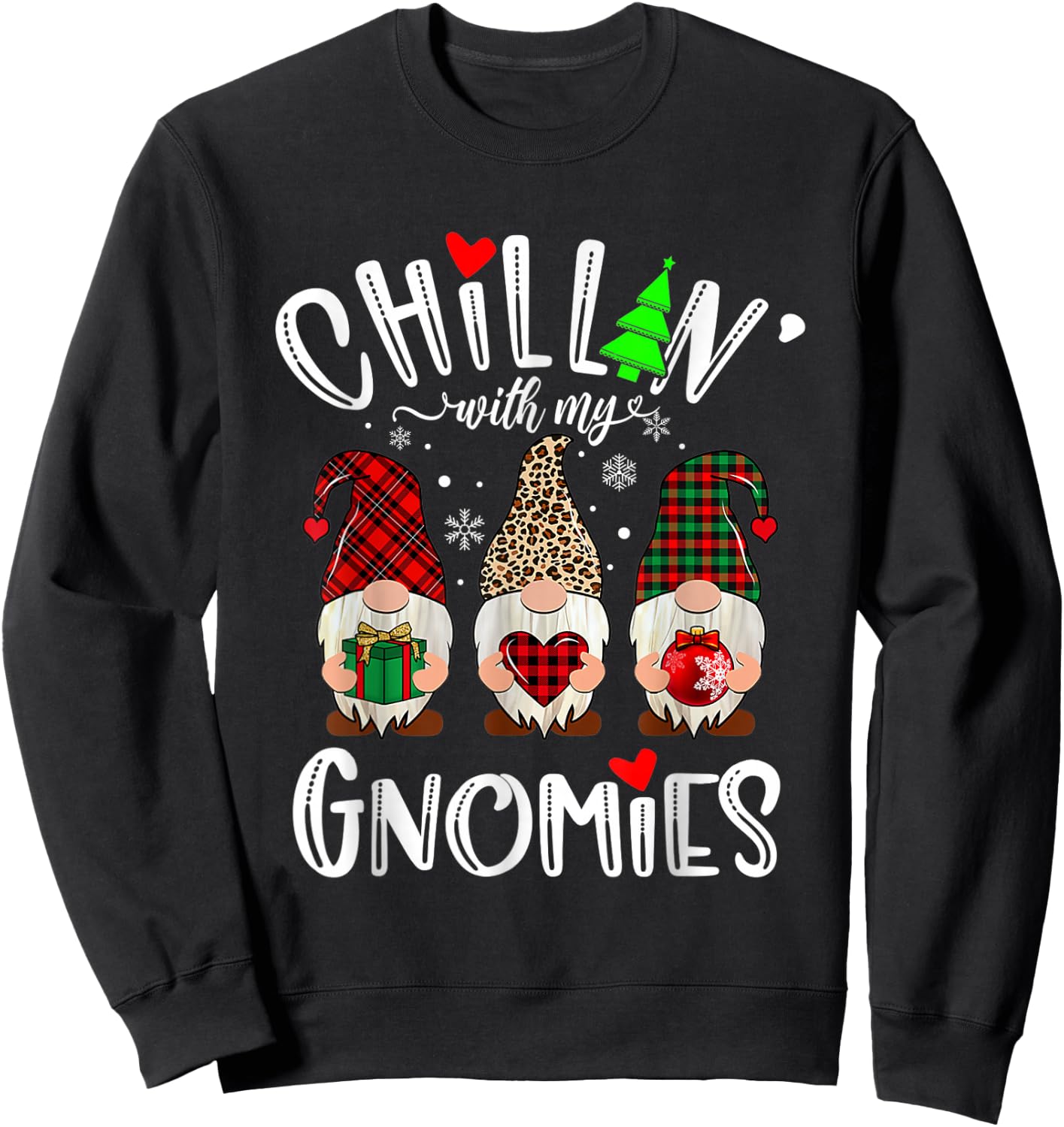 Chillin With My Gnomies Christmas Gnome Family Matching Xmas Sweatshirt - Sweatshirt | Black