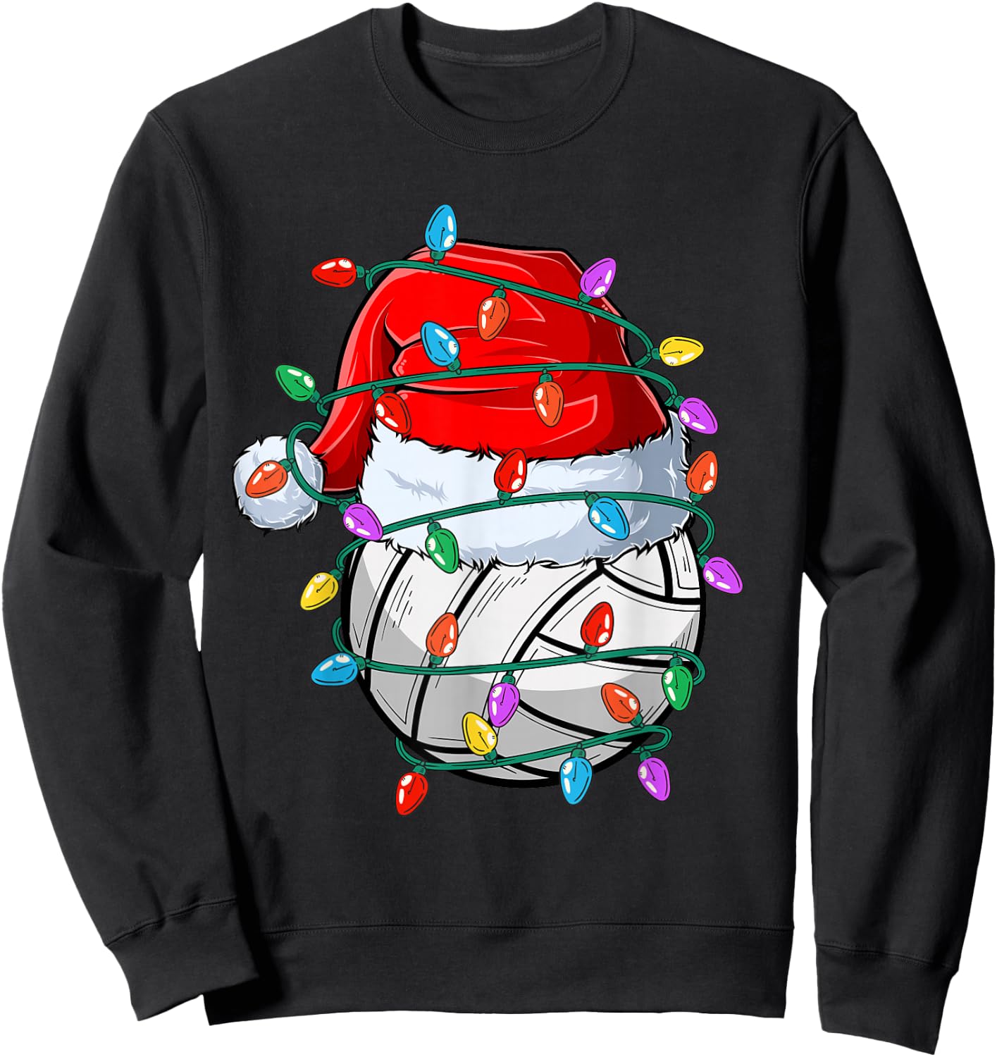Christmas Volleyball Xmas Santa Sports Hat Ball Kids Boy Men Sweatshirt - Sweatshirt | Black