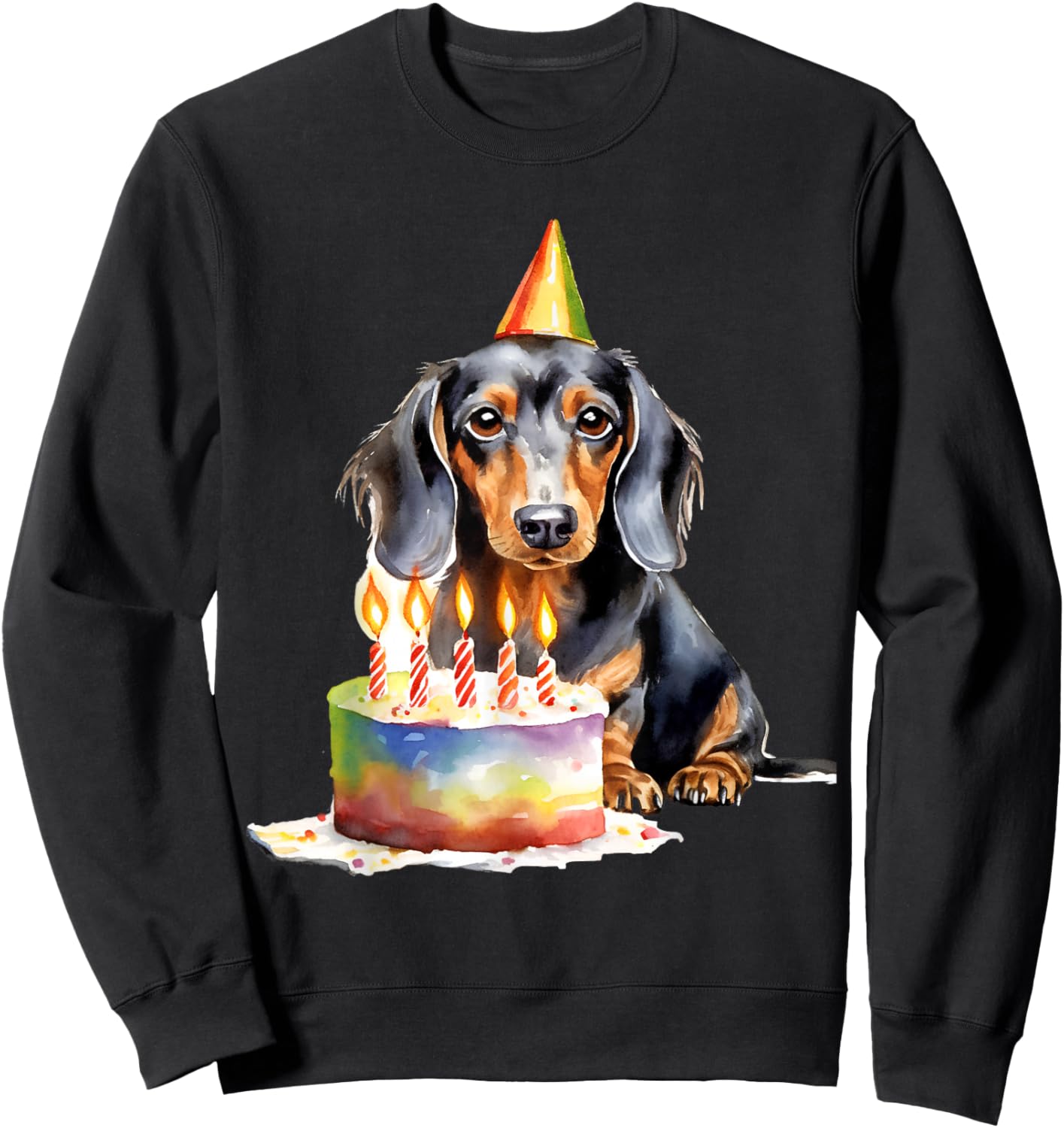Dachshund Dog Birthday Party Cake Perfect for Dog Lovers Sweatshirt - Sweatshirt | Black