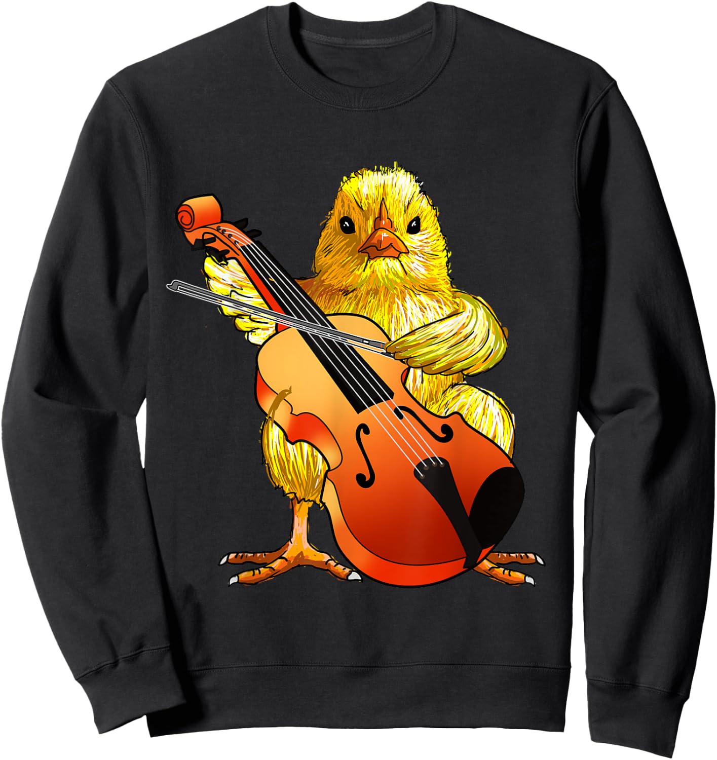 Cute Chicken Playing Cello - Musical Cello Player Gifts Idea Sweatshirt - Sweatshirt | Black