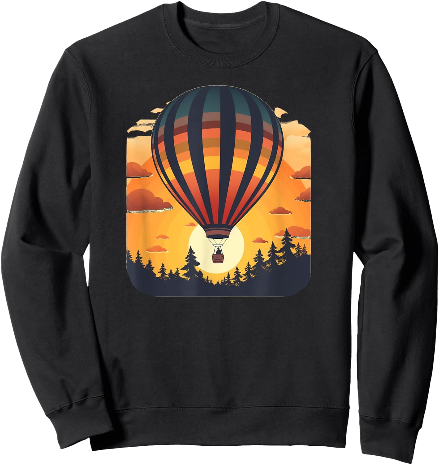 Wilderness Adventures with Sunset and hot Air Balloon Sweatshirt - Sweatshirt | Black