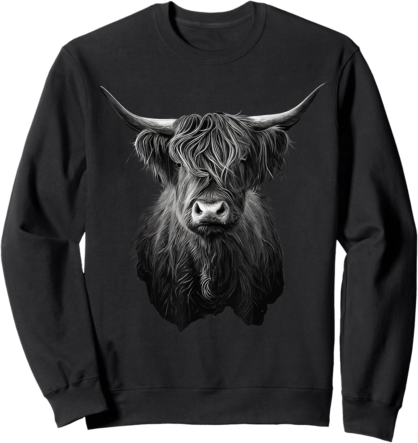 Scottish Highland Cow Cattle Hairy Cow Sweatshirt - Sweatshirt | Black