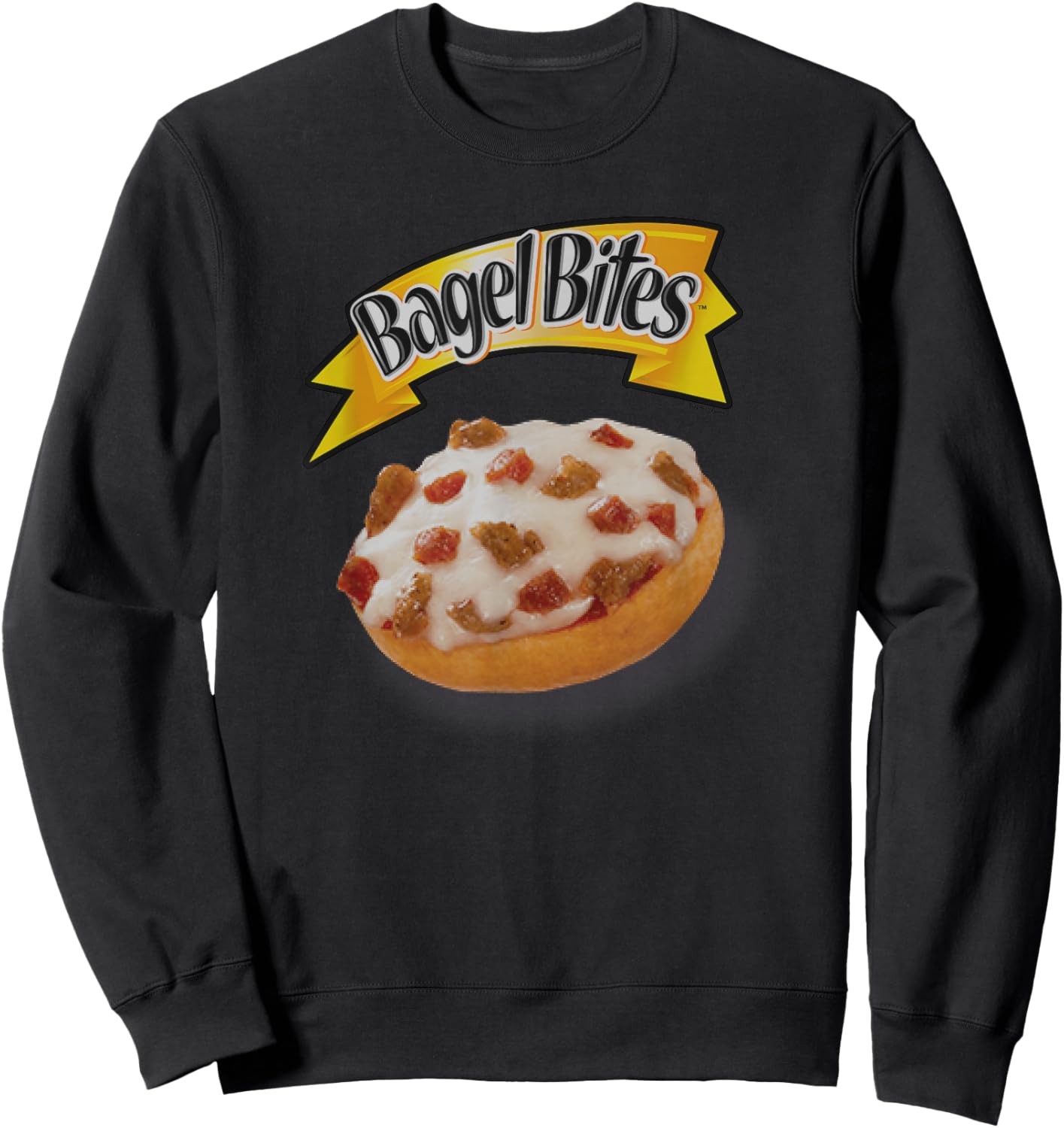 Bagel Bites Pizza Snacks Tasty Official Logo Sweatshirt - Sweatshirt | Black