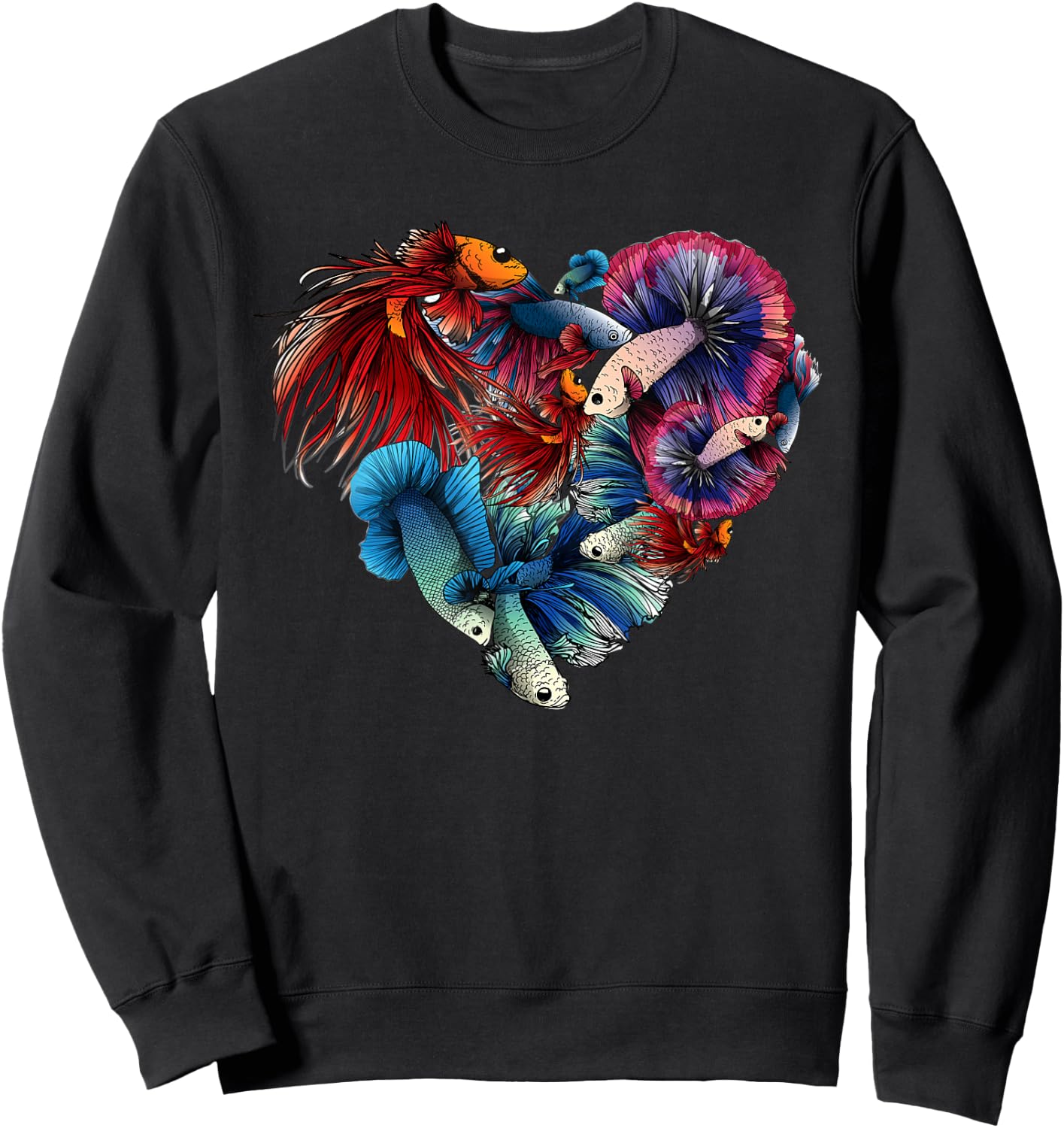 Siamese Fighting Fish Betta A Colorful Heart Betta Fishes Sweatshirt - Sweatshirt | Black