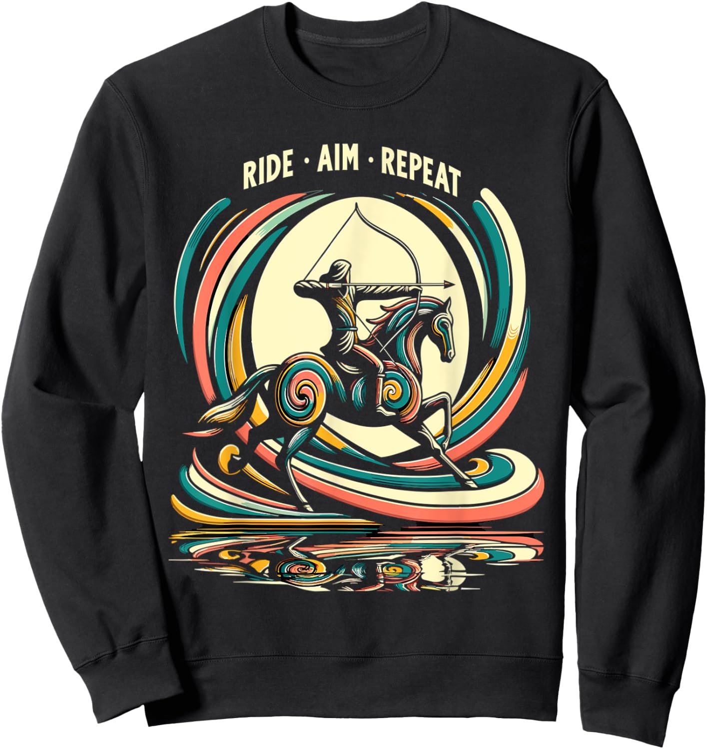 Retro Horse Rider Mounted Archery Sweatshirt - Sweatshirt | Black