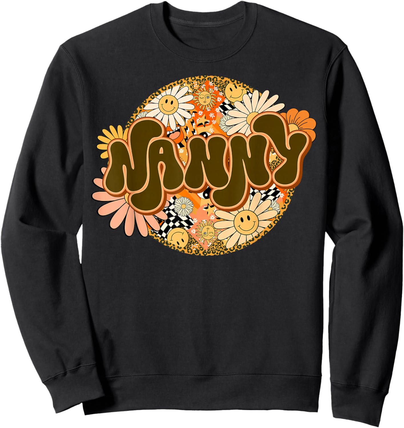 Dope Nanny Girls & Women Cute Daycare Provider Queen Groovy Sweatshirt - Sweatshirt | Black