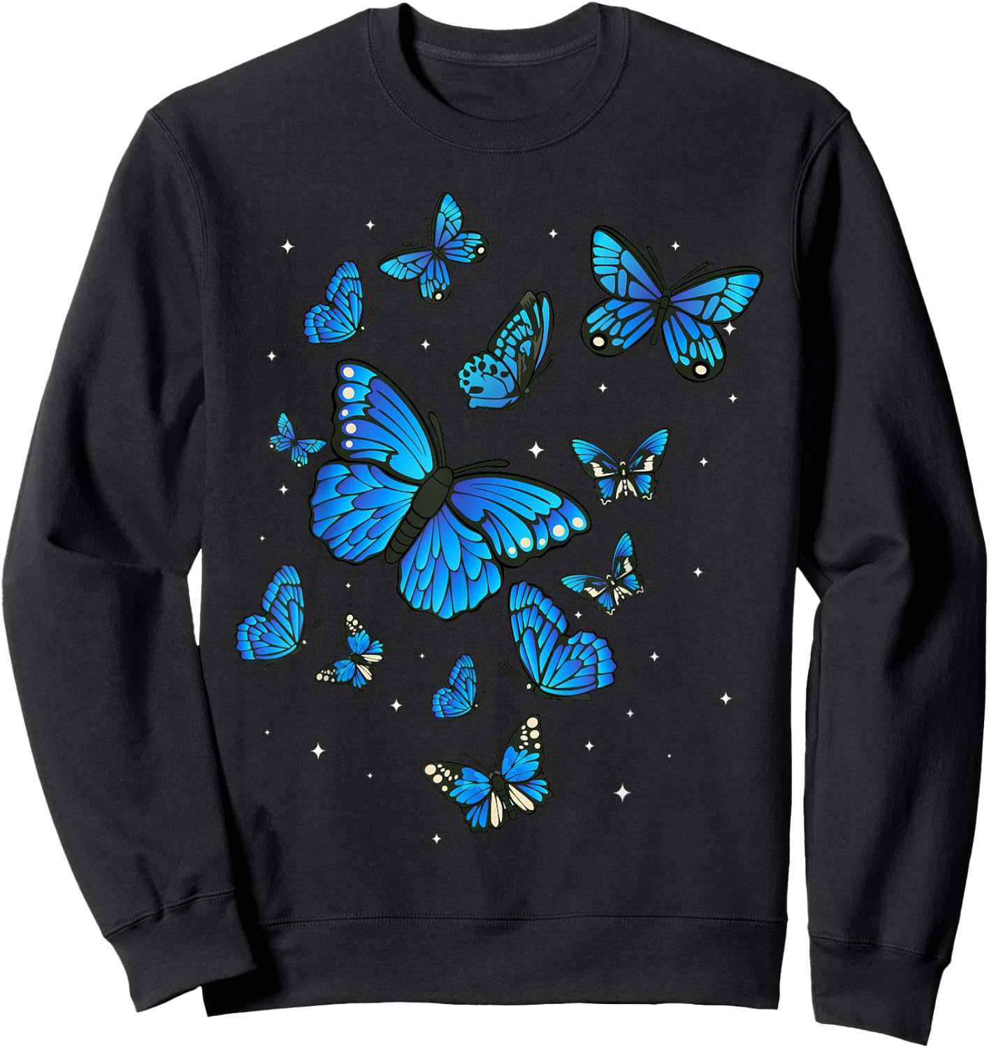 Blue Butterflies Insects Collector Nature Lover Botanist Art Sweatshirt - Sweatshirt | Black