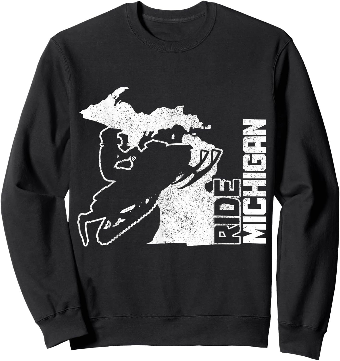 Snowmobile Ride Michigan Snowmobile Vintage Sweatshirt - Sweatshirt | Black