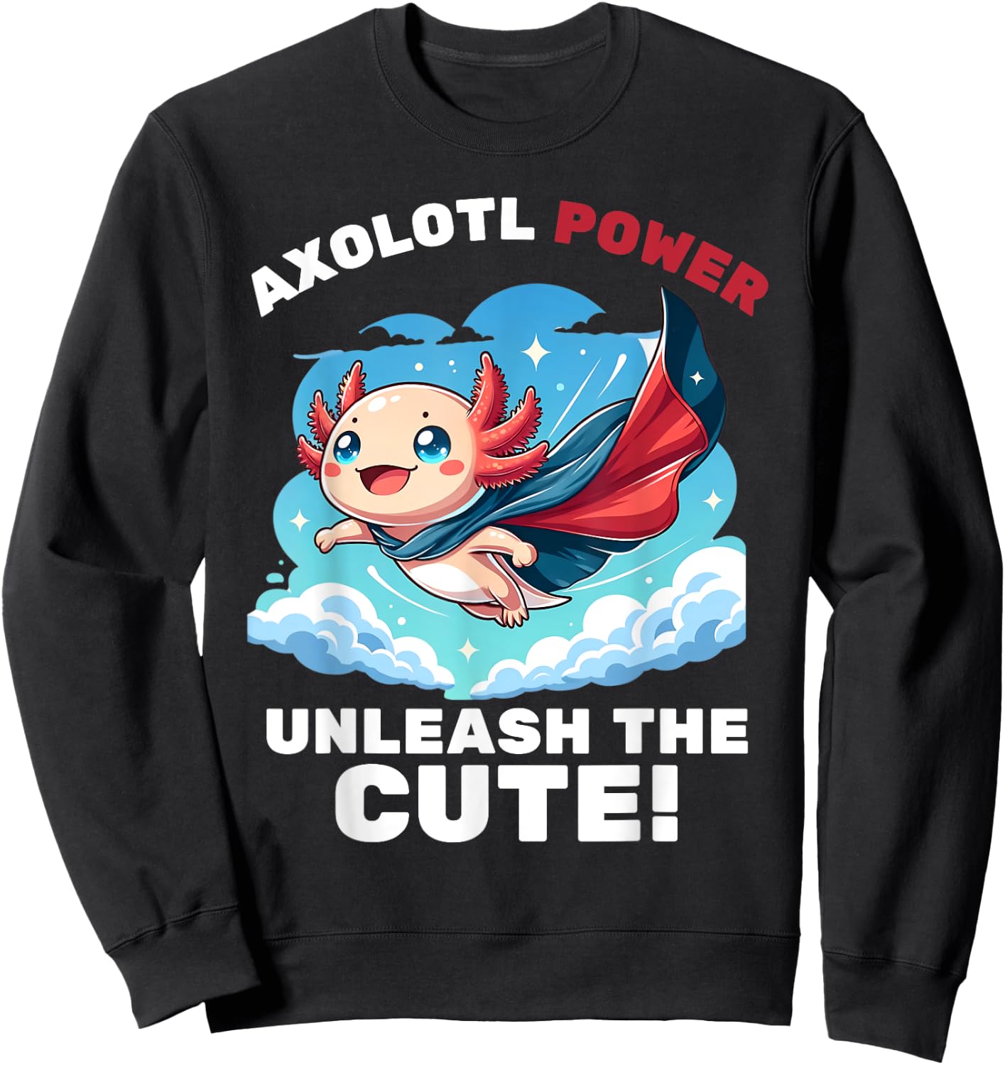 Funny axolotl superhero kids boys girls Sweatshirt - Sweatshirt | Black