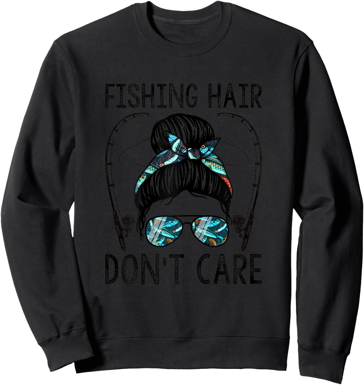 Fishing Hair Don't Care Sweatshirt - Sweatshirt | Black