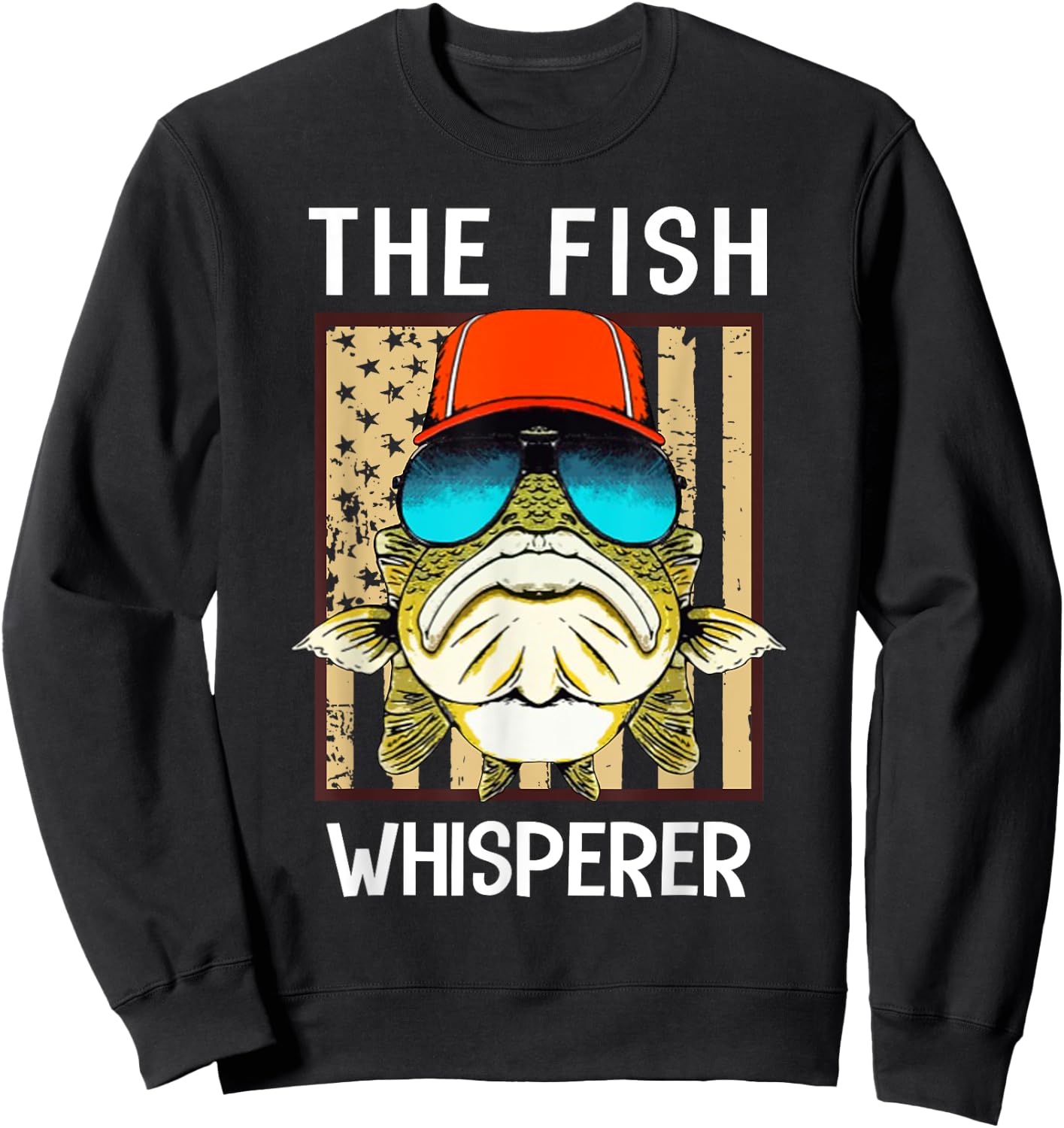 The fis.h whisperer american flag Women Men Sweatshirt - Sweatshirt | Black