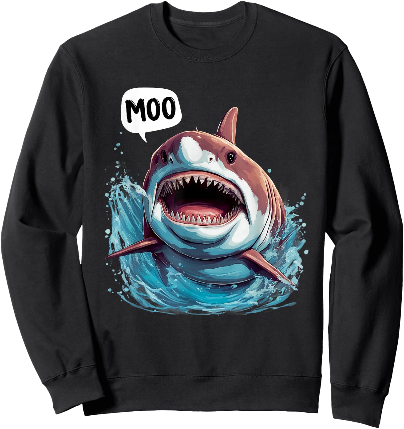 Funny Shark - Moo I'm A Cow Men Women Kids Moo Sweatshirt - Sweatshirt | Black