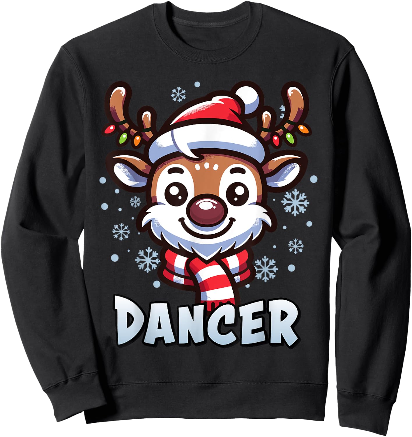 Santa’s Reindeer Dancer Xmas Group Costume Sweatshirt - Sweatshirt | Black