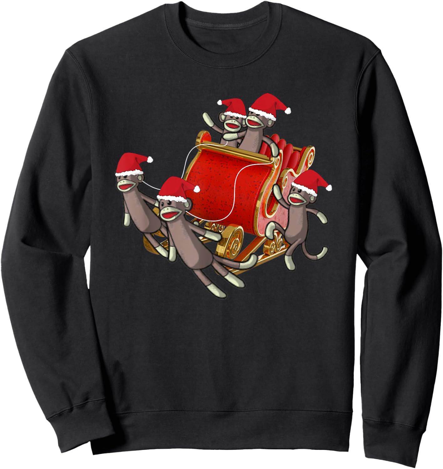 Sock Monkeys Take Over Christmas Funny Sock Monkey Sweatshirt - Sweatshirt | Black