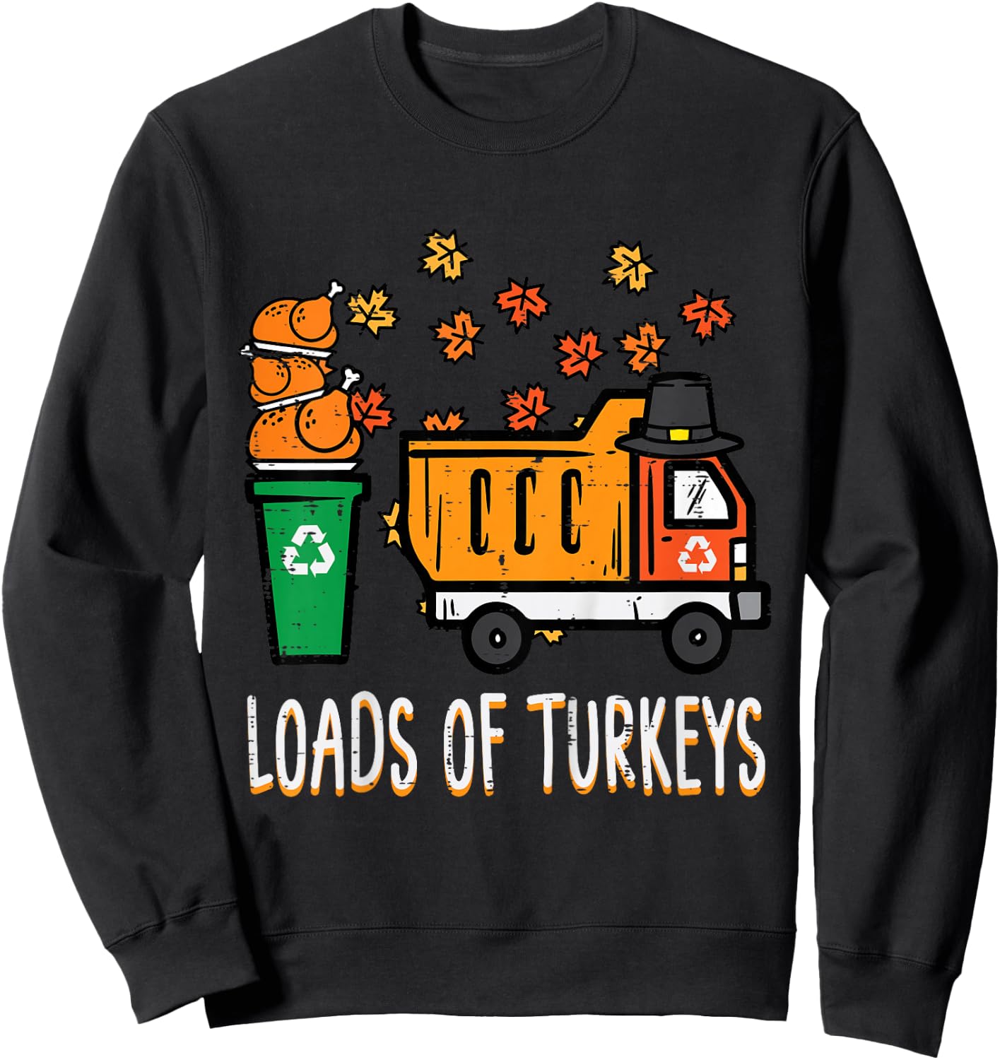Kids Thanksgiving Dump Truck Loads Of Turkeys Toddler Boys Kids Sweatshirt - Sweatshirt | Black