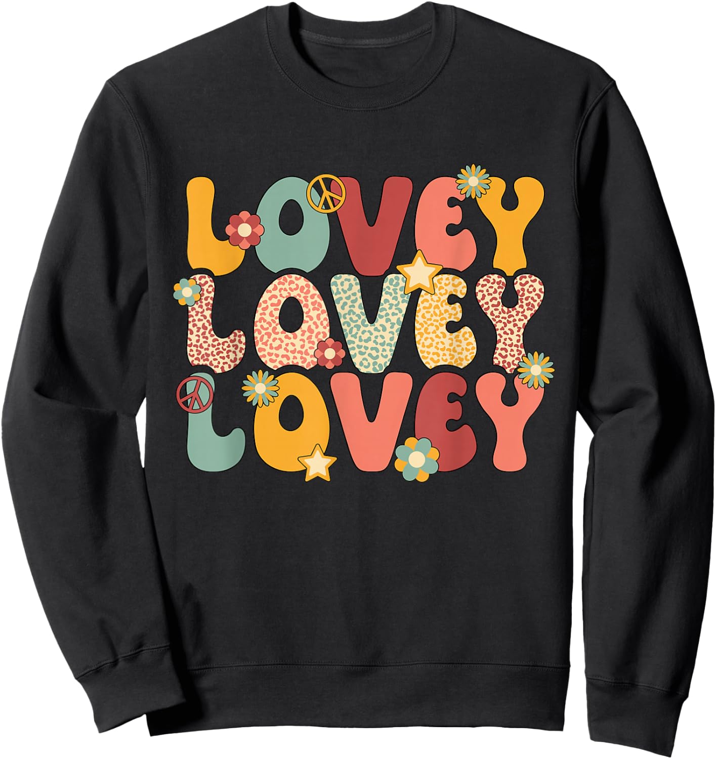 Lovey Grandma Groovy Lovey Grandmother Sweatshirt - Sweatshirt | Black