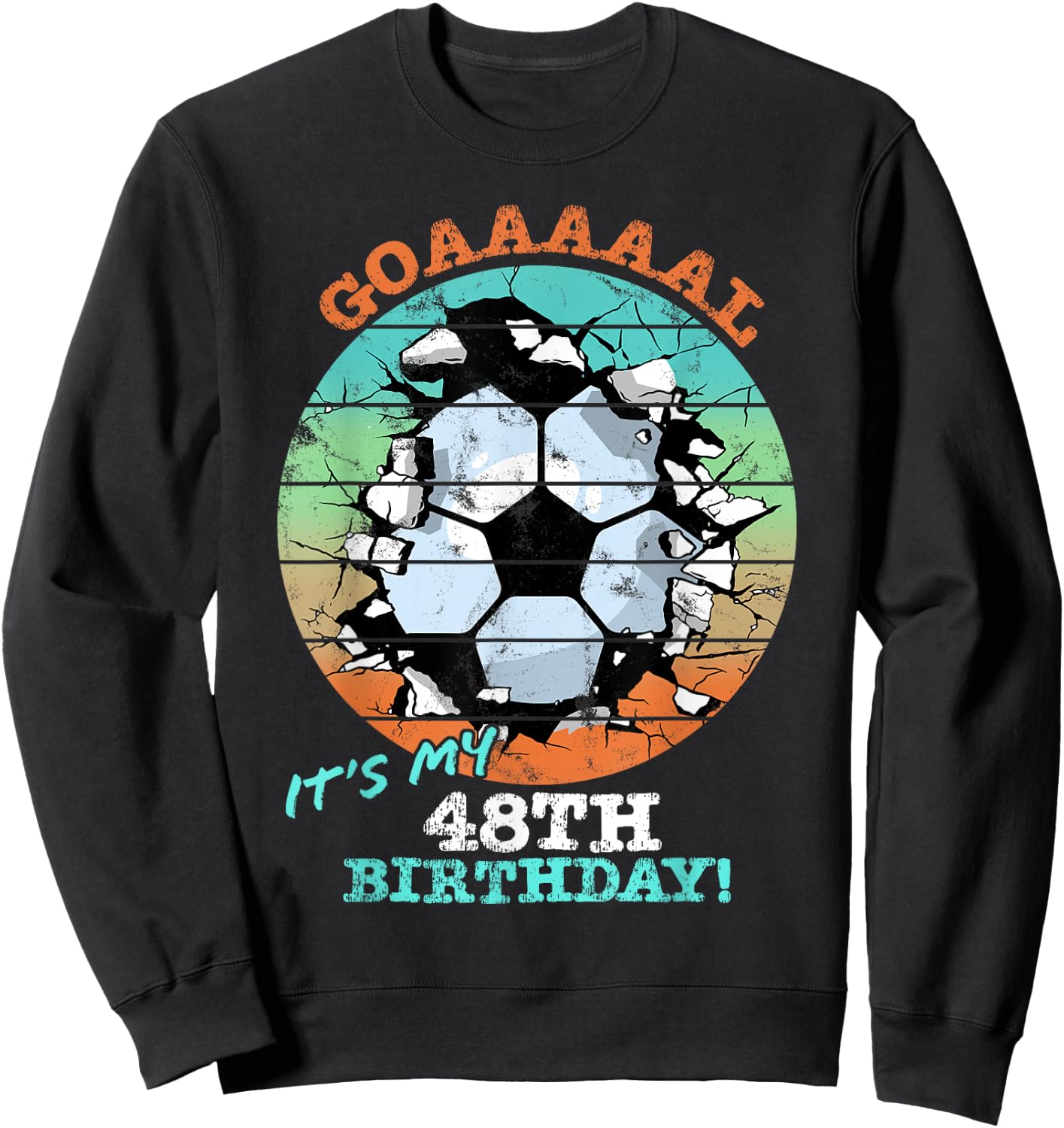 Soccer Birthday Party 48 Year Old Boy 48th Birthday, Girl Sweatshirt - Sweatshirt | Black