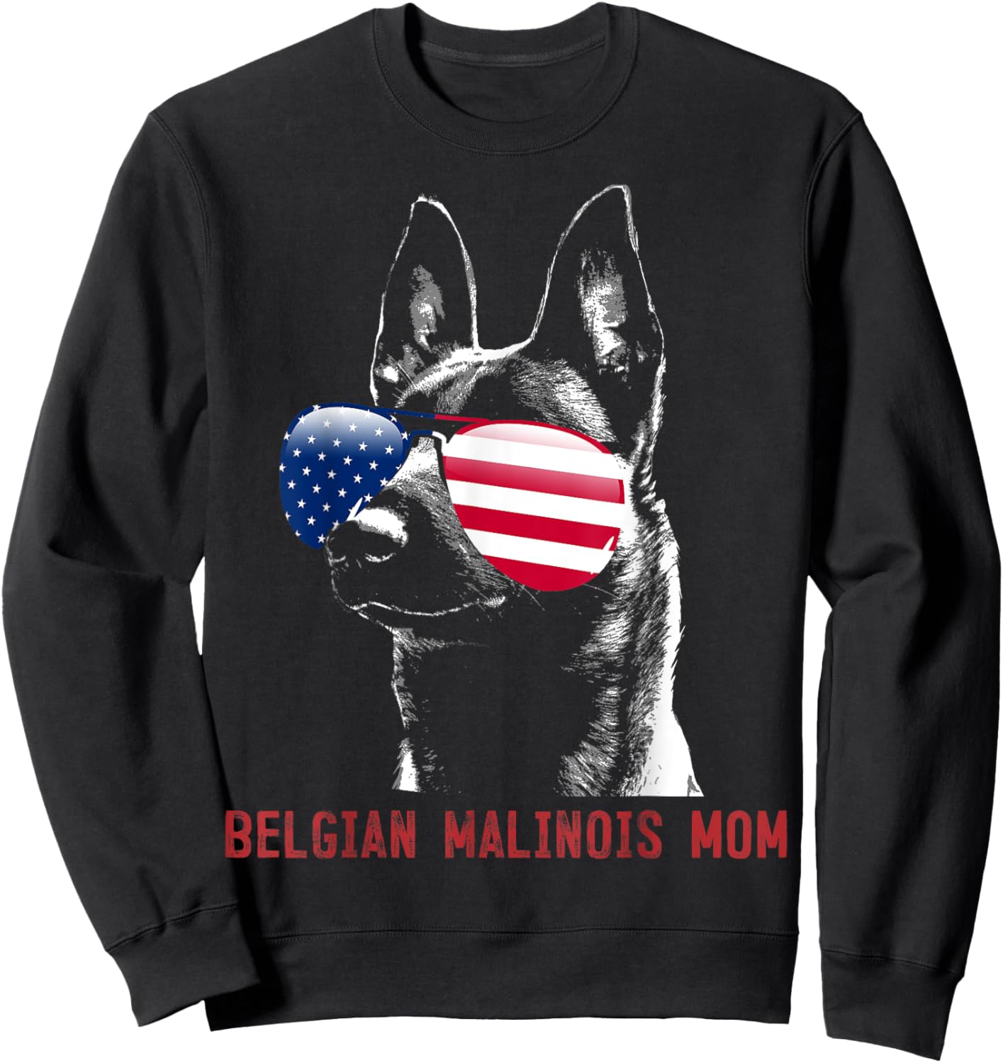 Belgian Malinois Mom Dog Puppy USA Women Sweatshirt - Sweatshirt | Black