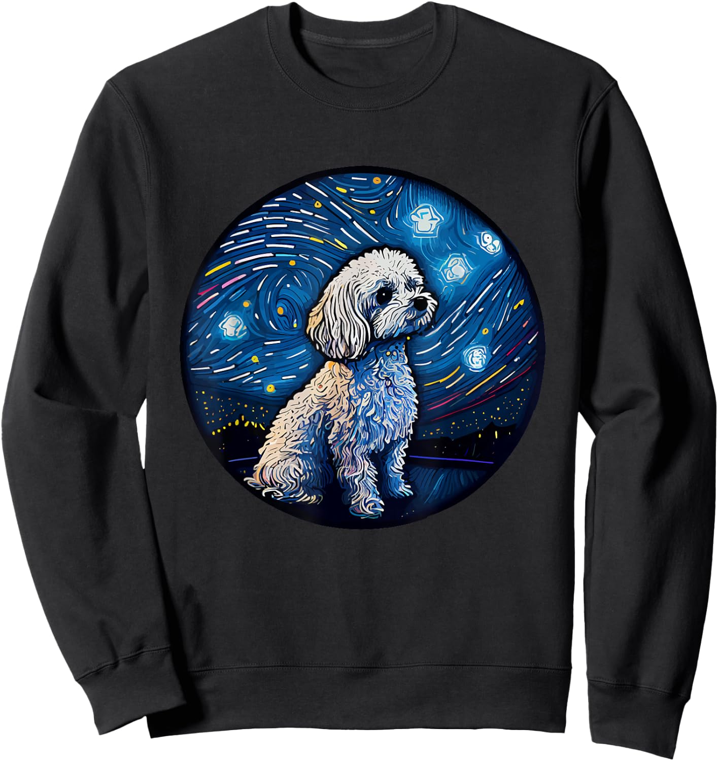 Maltipoo Starry Night Van Gogh Maltipoo Mom Dad Owner Sweatshirt - Sweatshirt | Black