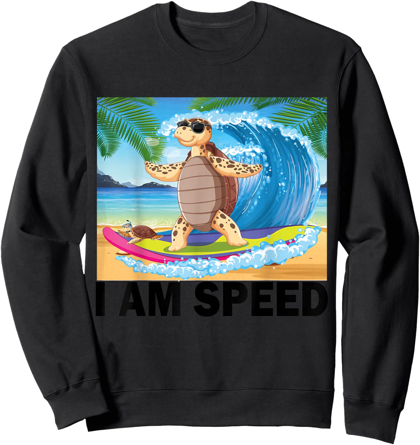 Funny Cute Tortoise I Am Speed Sarcastic Parmy Animal Humor Sweatshirt - Sweatshirt | Black