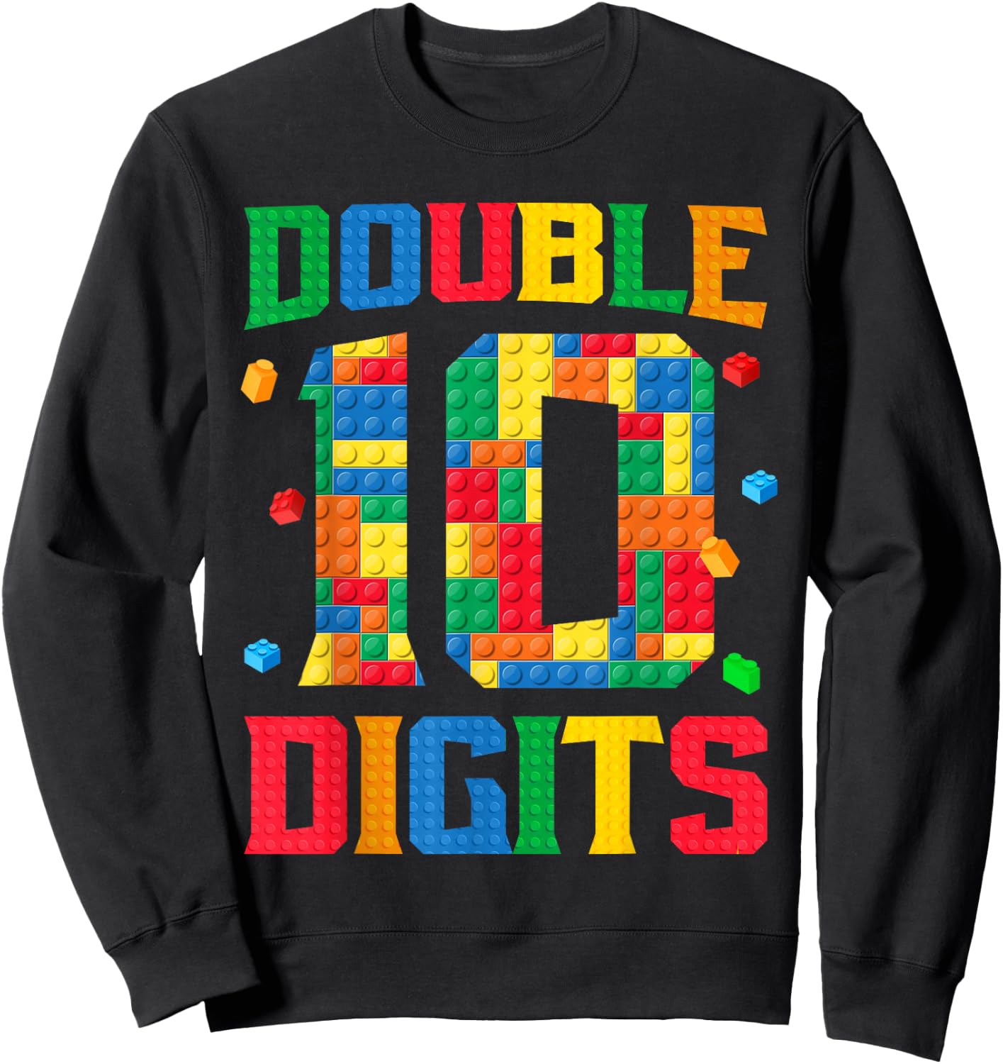Master Builder 10th Birthday Boy 10 Bricks Ten Double Digits Sweatshirt - Sweatshirt | Black
