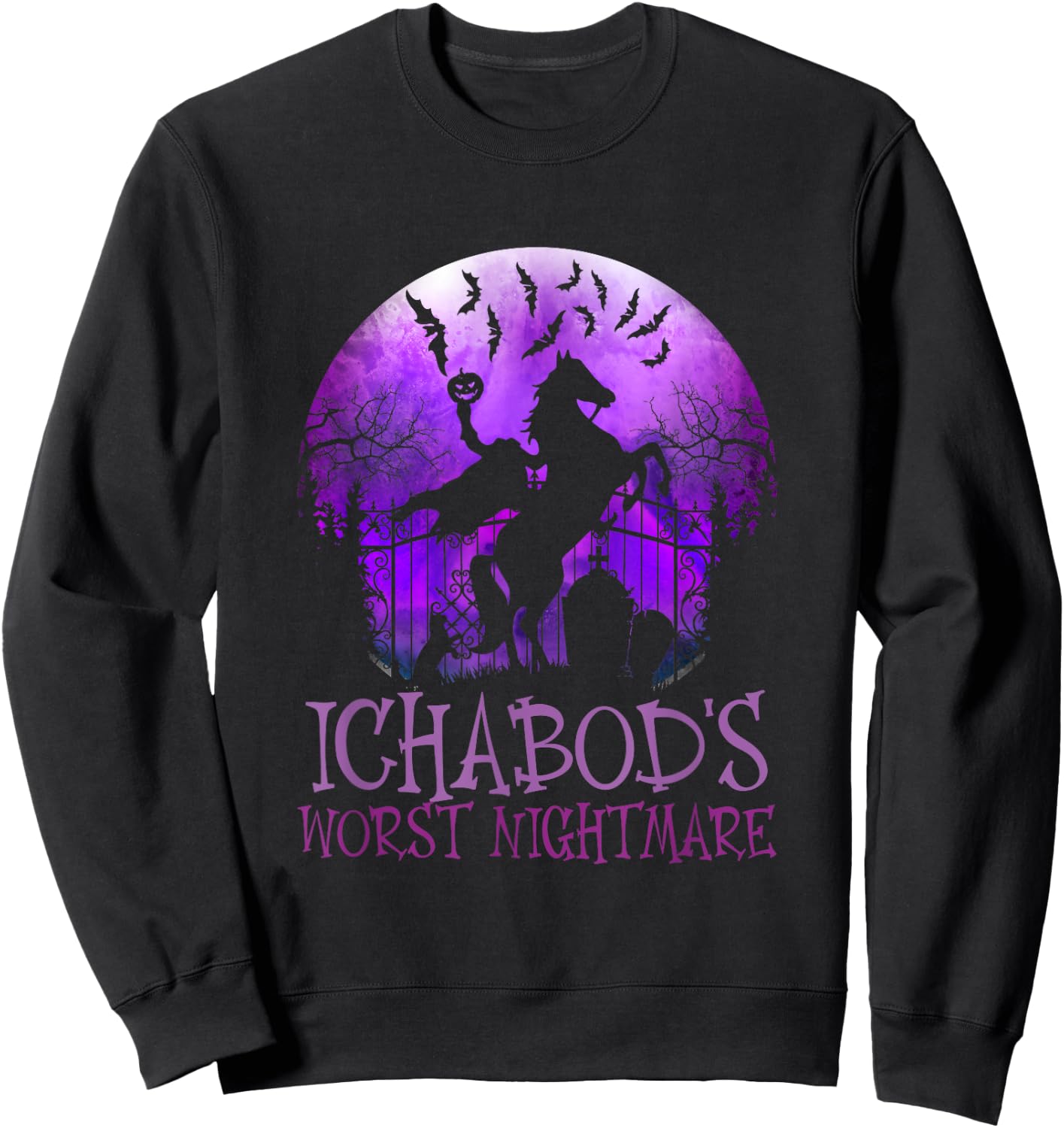 Ichabod's Worst Nightmare, Headless Horseman Halloween Sweatshirt - Sweatshirt | Black