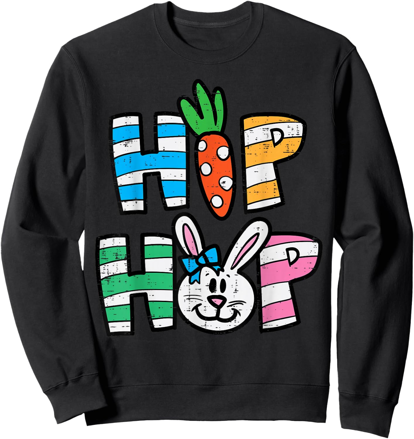 Easter Hip Hop Carrot Bunny Rabbit Boys Girls Kids Toddler Sweatshirt - Sweatshirt | Black