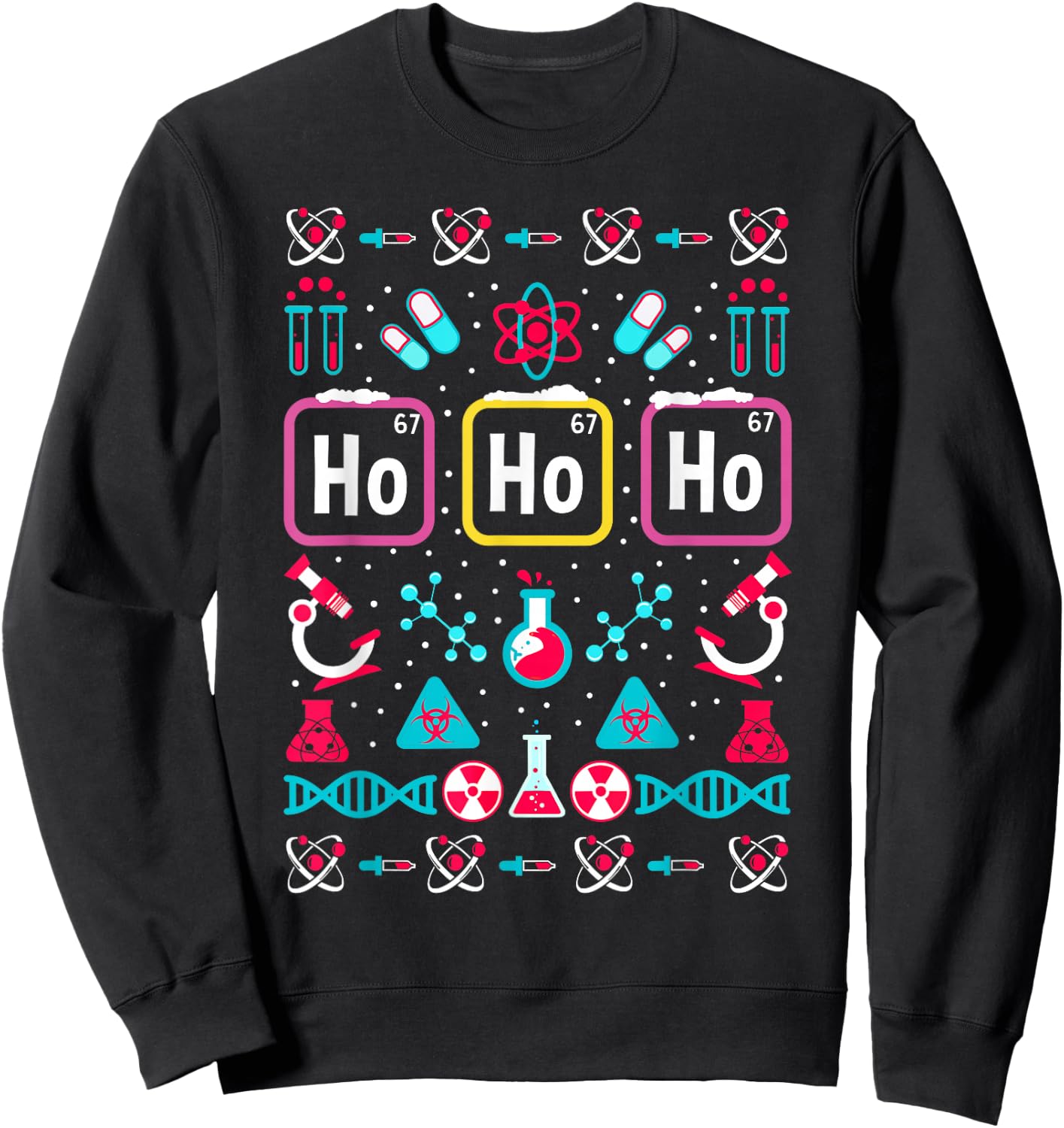 Funny Science Men Women Kids Chemistry Ugly Christmas Sweatshirt - Sweatshirt | Black