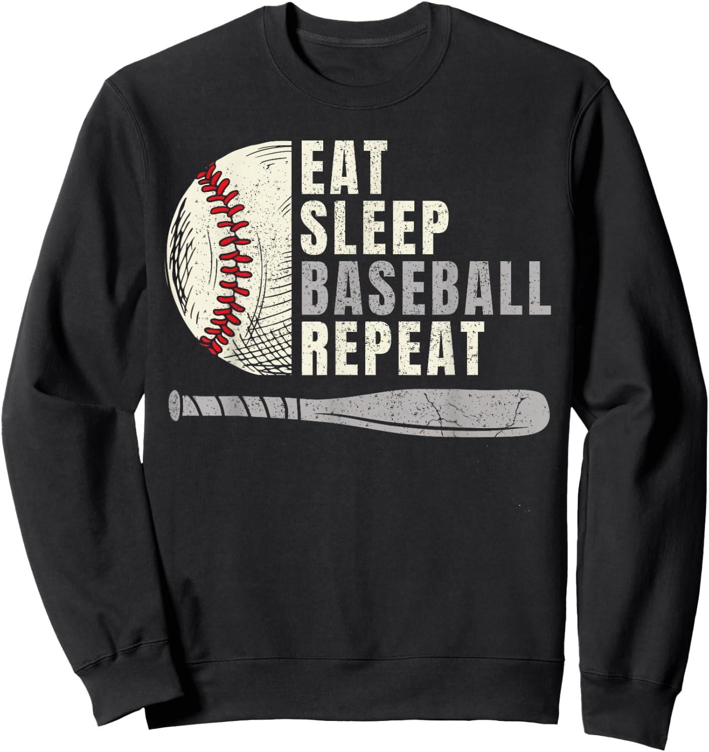 Eat Sleep Baseball Repeat Funny Baseball Player Sweatshirt - Sweatshirt | Black