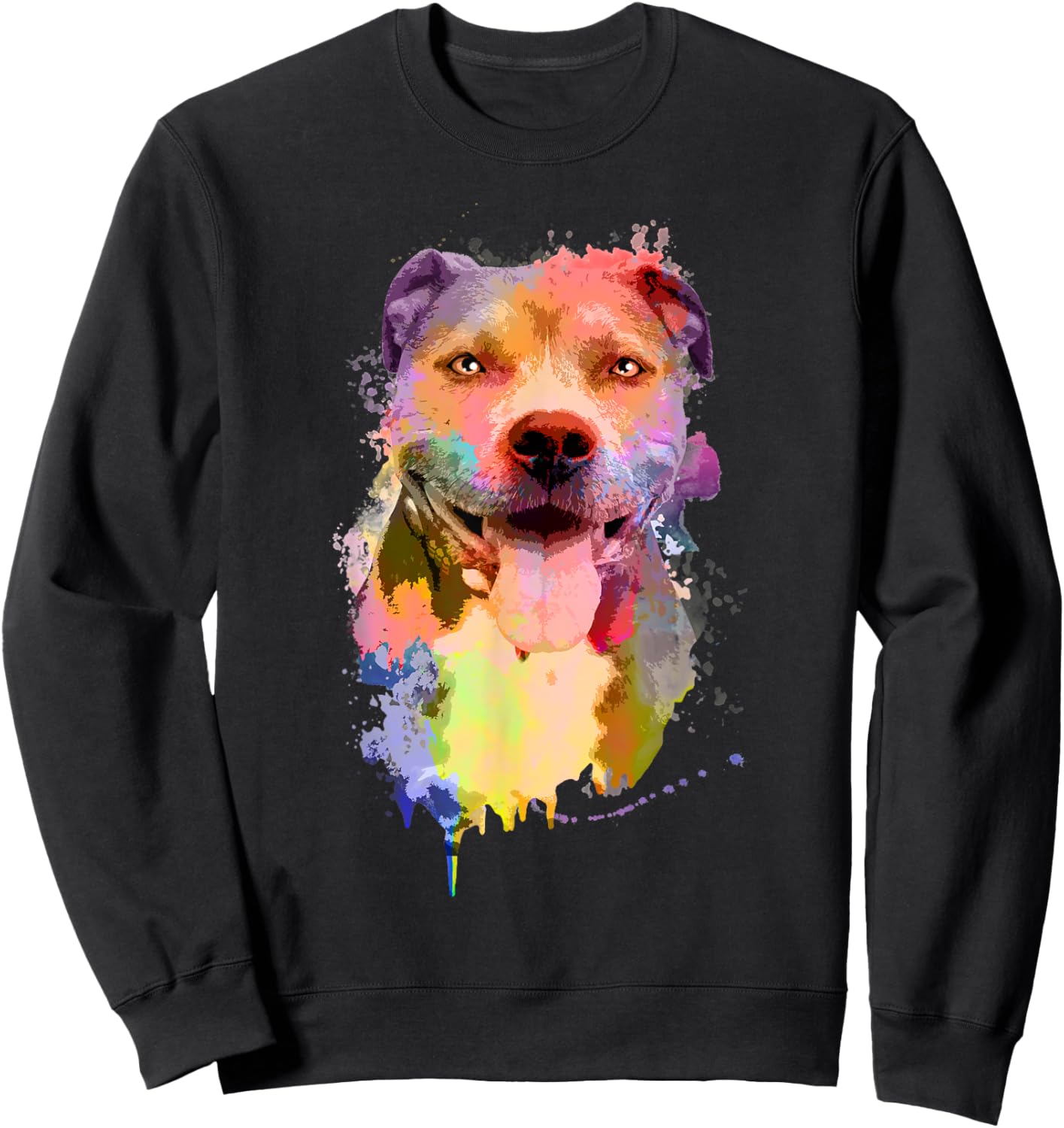 Cool Pitbull Women Artistic Watercolor Pitbull Owner Sweatshirt - Sweatshirt | Black